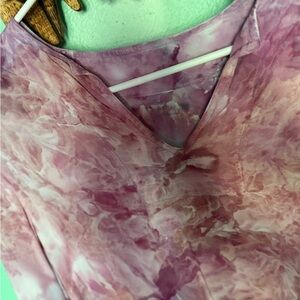 Pink Tie-Dye V-Neck Top